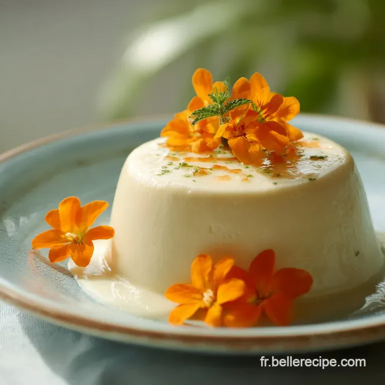 A delicate quenelle of brandade sits on a white plate. Glistening olive oil pools around it, next to a sprig of thyme.