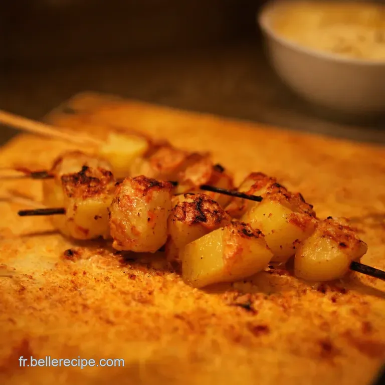 Brochettes Dagneau Marin&eacute;es &Agrave; La Fran&ccedil;aise Et Frites De Patates Douces presentation