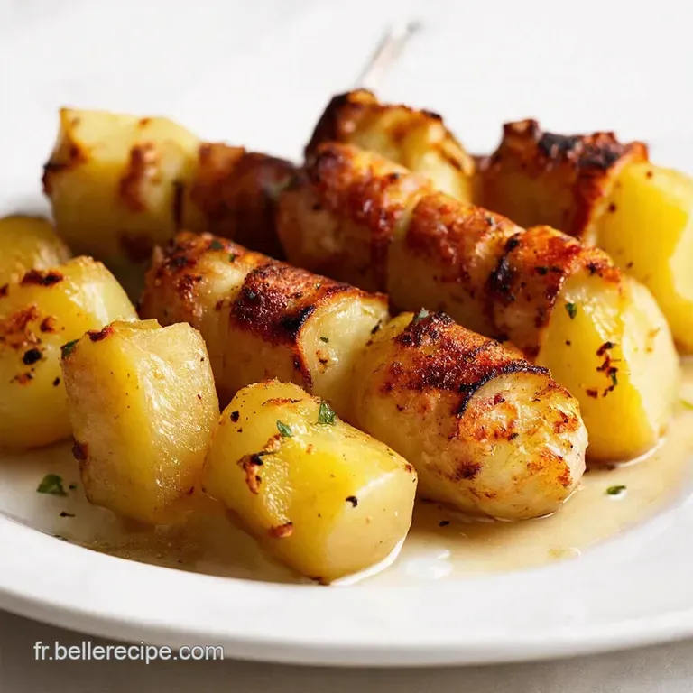 Brochettes dAgneau Marin&eacute;es &agrave; la Fran&ccedil;aise et Frites de Patates Douces