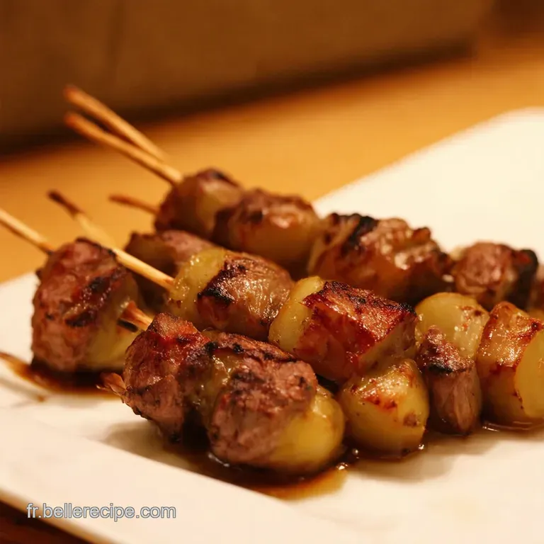 Brochettes De Gigot Dagneau Aux Oignons Et Aubergines &Agrave; La Libanaise presentation