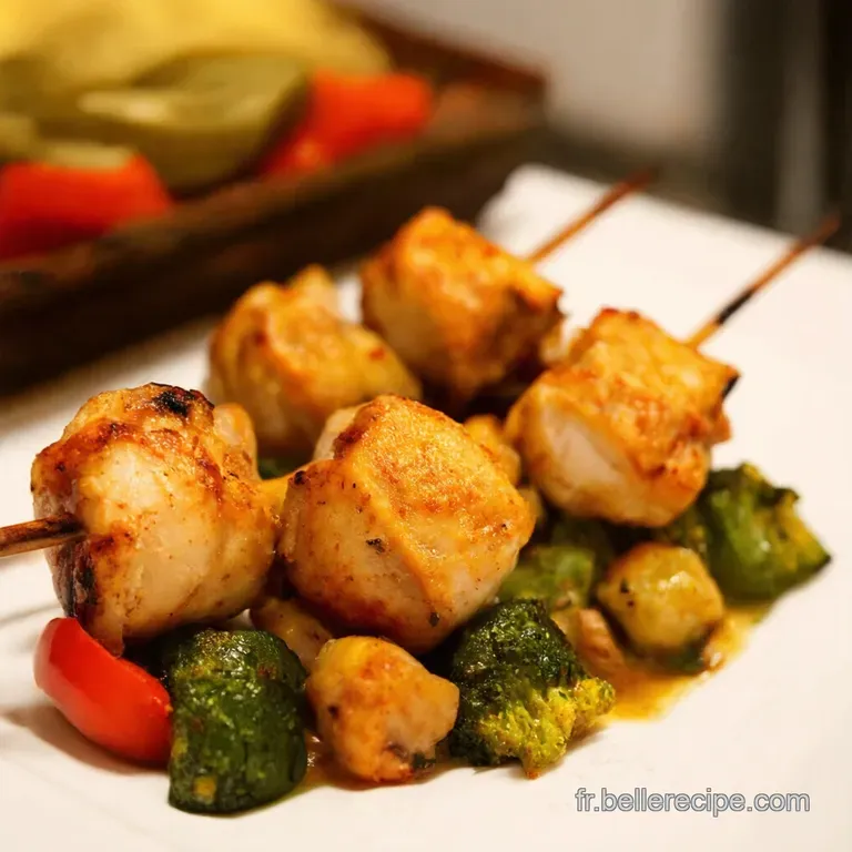 Brochettes De Poulet Et L&eacute;gumes Marin&eacute;es presentation