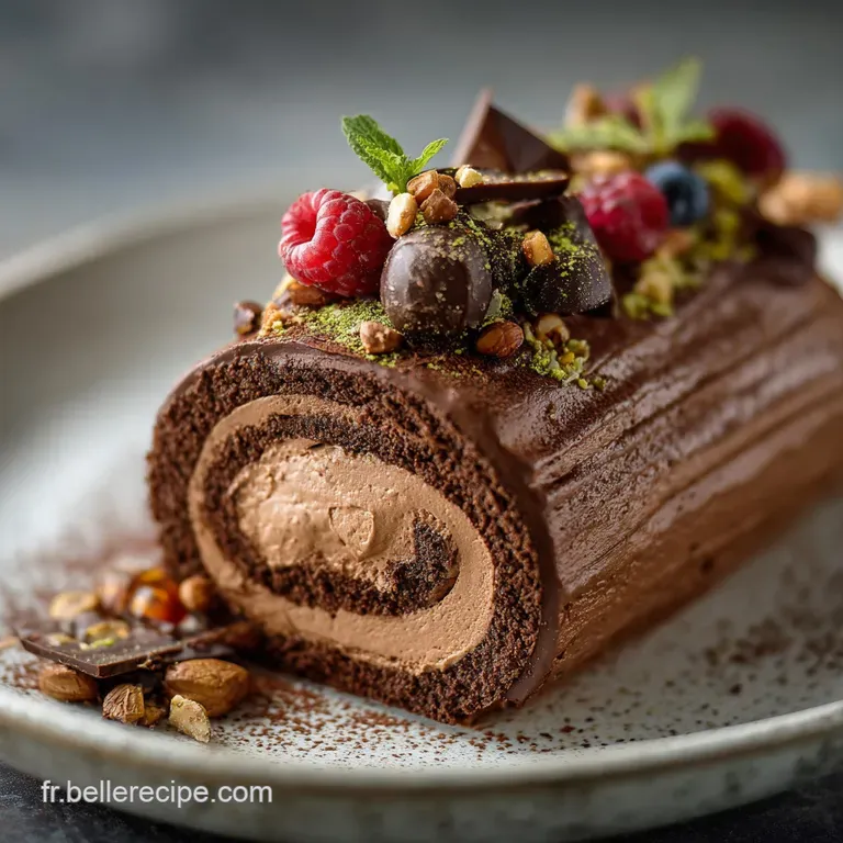 B&ucirc;che Chocolat Mascarpone Le Dessert Roul&eacute; De No&euml;l Facile Et L&eacute;ger presentation