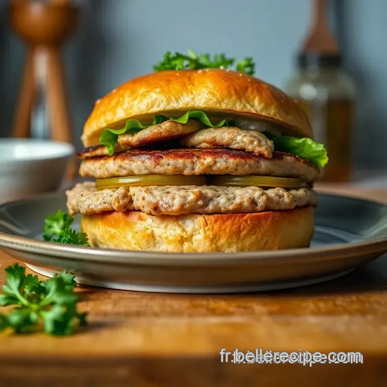Burger De Poulet Savoureux &Agrave; La Fran&ccedil;aise presentation