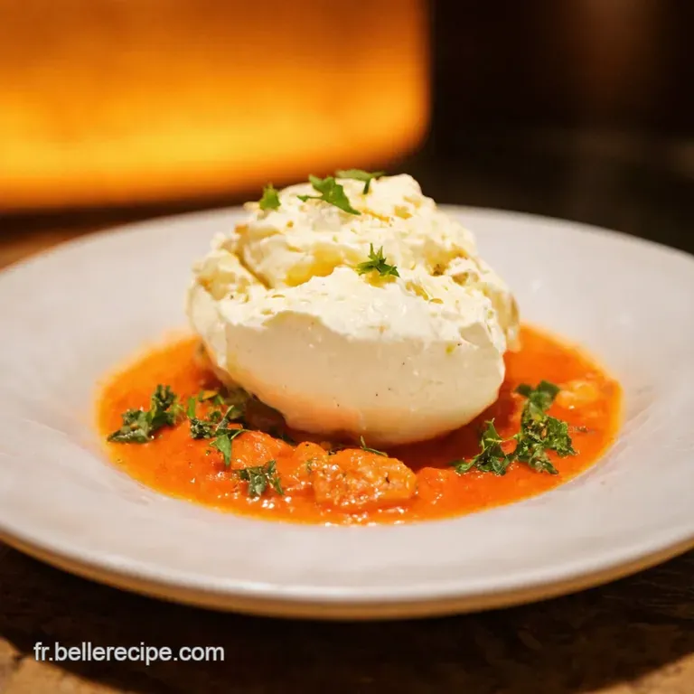 Burrata Aux Tomates Cerises R&ocirc;ties Et Vinaigrette Pesto presentation