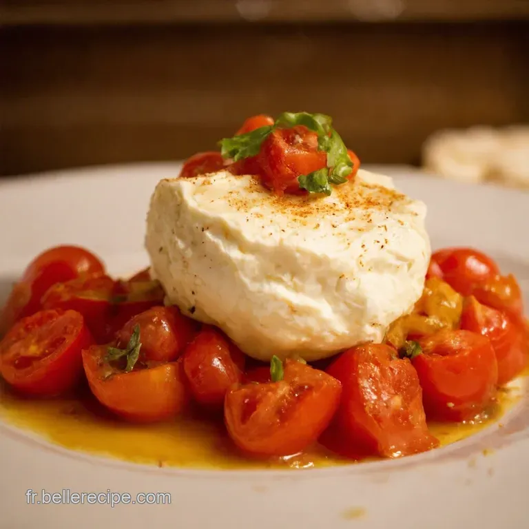 Burrata Bliss Tomates Balsamiques Crostini Pesto presentation