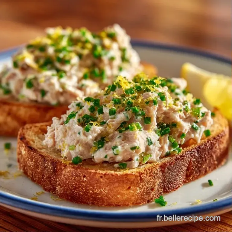 Petits toasts dor&eacute;s align&eacute;s avec une mousse fondante et des herbes vertes fra&icirc;ches sur une assiette blanche &eacute;pur&eacute;e.