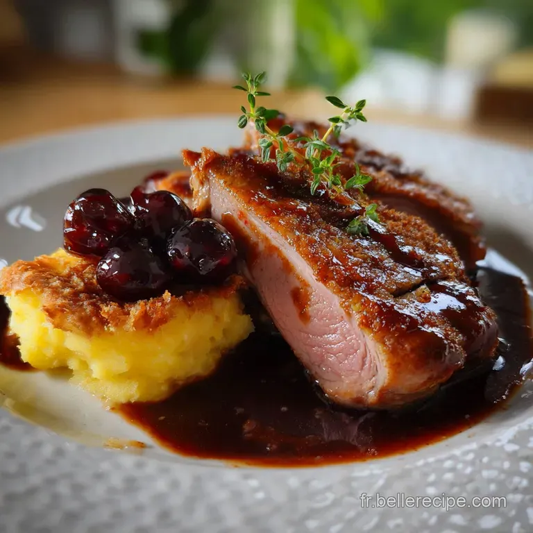 Repas Danniversaire : Canard R&ocirc;ti Sauce Cerise &Eacute;poustouflant presentation