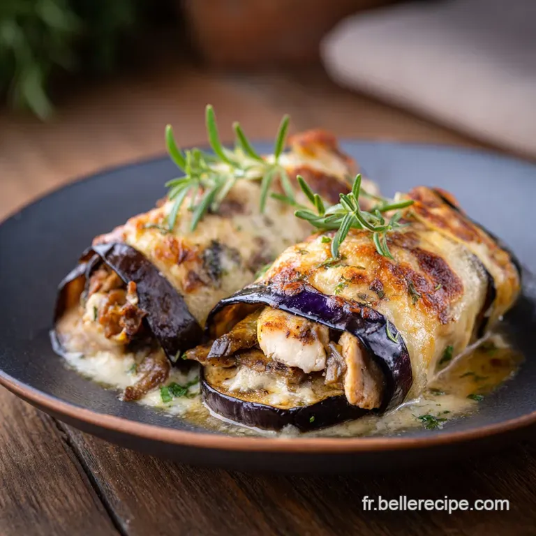 Cannellonis aubergine et poulet Farce fondante &agrave; laubergine r&ocirc;tie et basilic