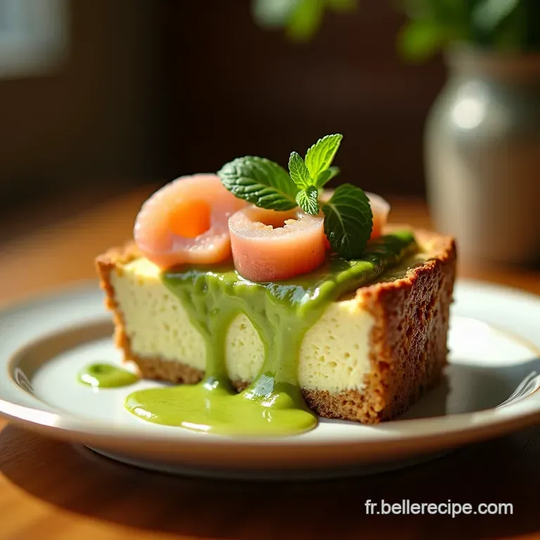 Le Vert Et Rose Cheesecake Cr&eacute;meux Avocat Saumon Fum&eacute; Cro&ucirc;te Croustillante Aux Graines presentation