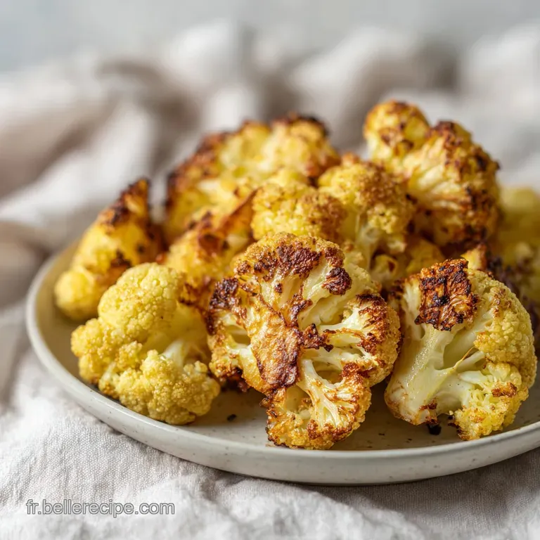 A rustic wooden board showcasing a generous portion of oven-roasted cauliflower, dusted with fresh parsley.