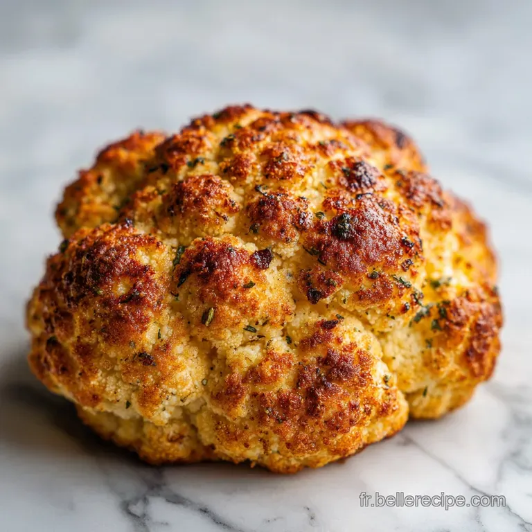 A glistening heap of roasted cauliflower seasoned with paprika, artfully arranged on a white plate.