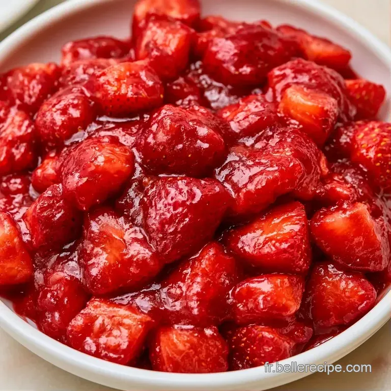 Une cuiller&eacute;e de confiture rouge rubis d&eacute;pos&eacute;e sur une tartine dor&eacute;e, r&eacute;v&eacute;lant une texture onctueuse et sucr&eacute;e.