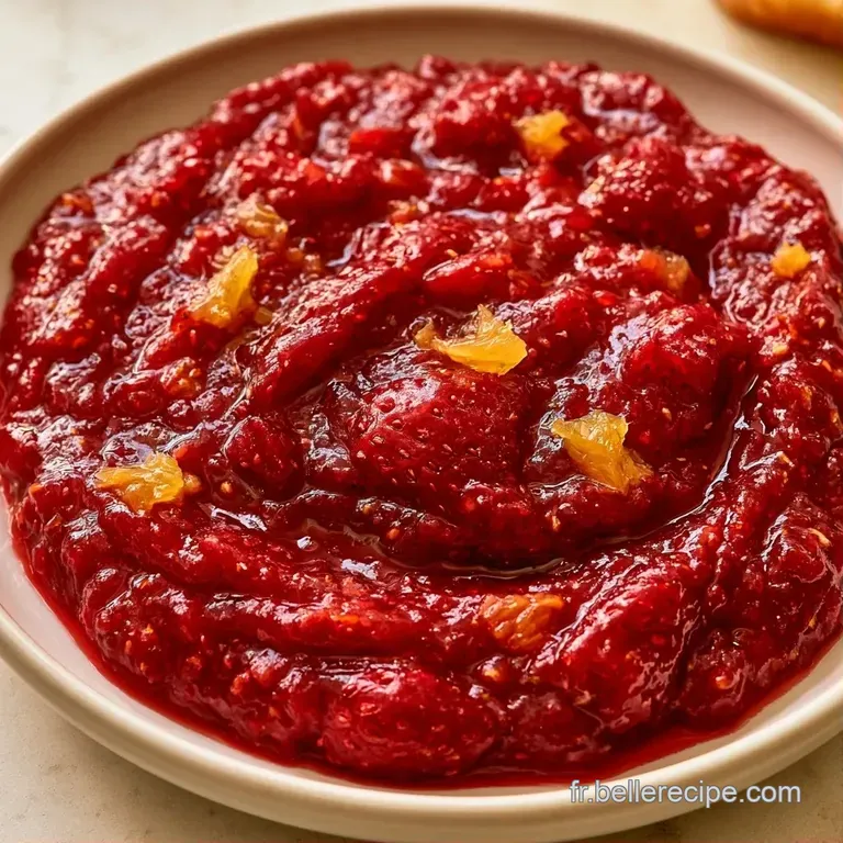 Une tartine beurr&eacute;e napp&eacute;e d'une confiture rouge &eacute;clatante et onctueuse, pos&eacute;e sur une assiette en c&eacute;ramique blanche.