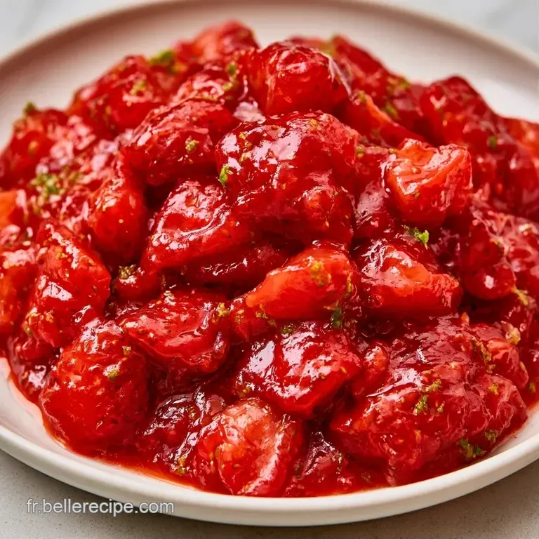 Nappe blanche, petit bol en c&eacute;ramique contenant une gel&eacute;e rouge rubis topping d'un zeste vert citron frais et fin.