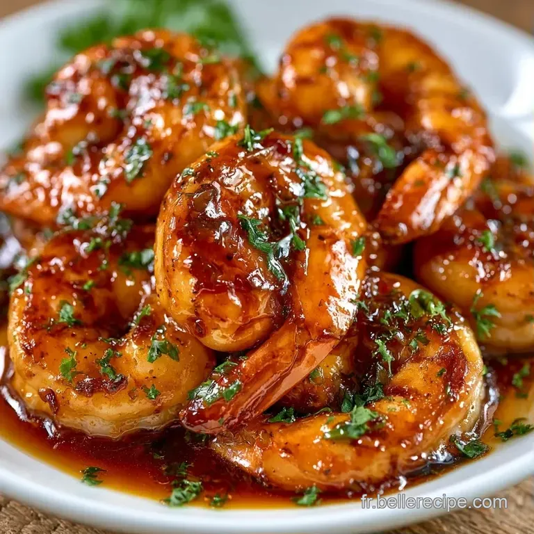 Crevettes charnues et luisantes dispos&eacute;es avec soin sur un lit de riz blanc, d&eacute;cor&eacute;es de graines de s&eacute;same blanches.