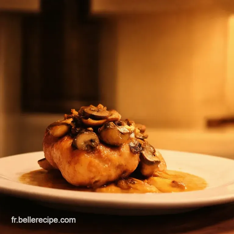D&eacute;lice De Poulet Au Porto Et Fricass&eacute;e De Champignons Onctueuse presentation