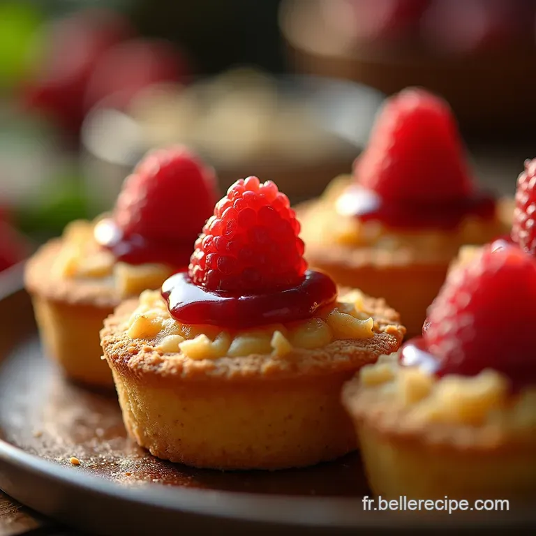 Recette Les Petits Tr&eacute;sors Dor&eacute;s Financiers Amandes Et Framboises Fra&icirc;ches presentation