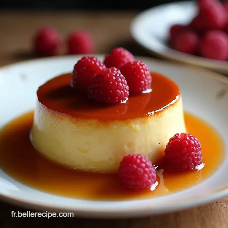 Flan Caramel Framboise Fra&icirc;che Le Bonheur En Bouch&eacute;e presentation