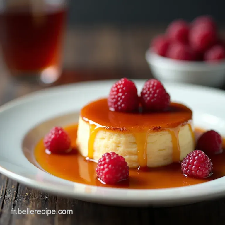 Flan Caramel Framboise Fra&icirc;che Le Bonheur en Bouch&eacute;e