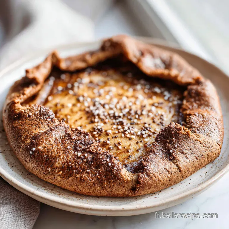 Savory buckwheat crepe on a white plate, showcasing the rich brown color and tempting fillings. Fresh herbs provide a brig...
