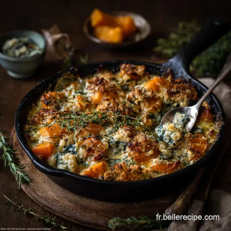 Gratin De Courge Au Bleu Butternut R&ocirc;tie Et Sauce Cr&eacute;meuse Dautomne presentation