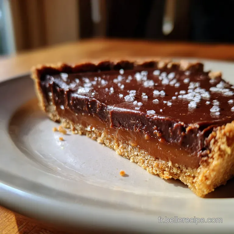 La Tarte Chocolat Caramel Tomber Au Sel De Gu&eacute;rande presentation