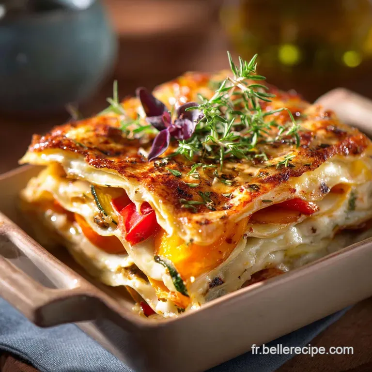 Lasagne aux l&eacute;gumes et fromage la recette Riviera tricolore et cr&eacute;meuse