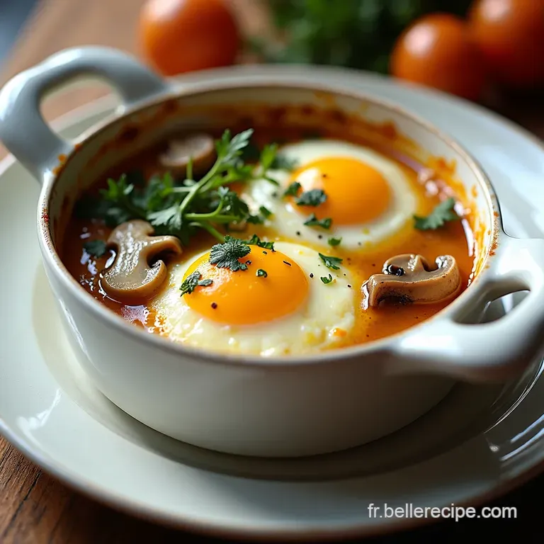 &OElig;ufs Cocotte Cr&eacute;meux aux Champignons Sauvages et Cr&egrave;me dEstragon