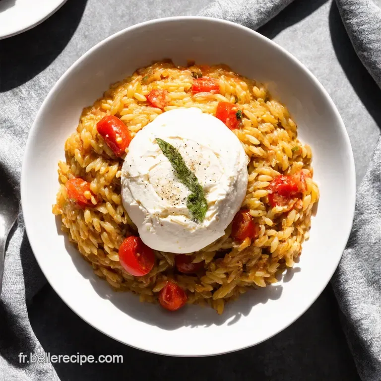 Orzo aux Tomates R&ocirc;ties Basilic et Burrata Fondante LObsession de l&Eacute;t&eacute;