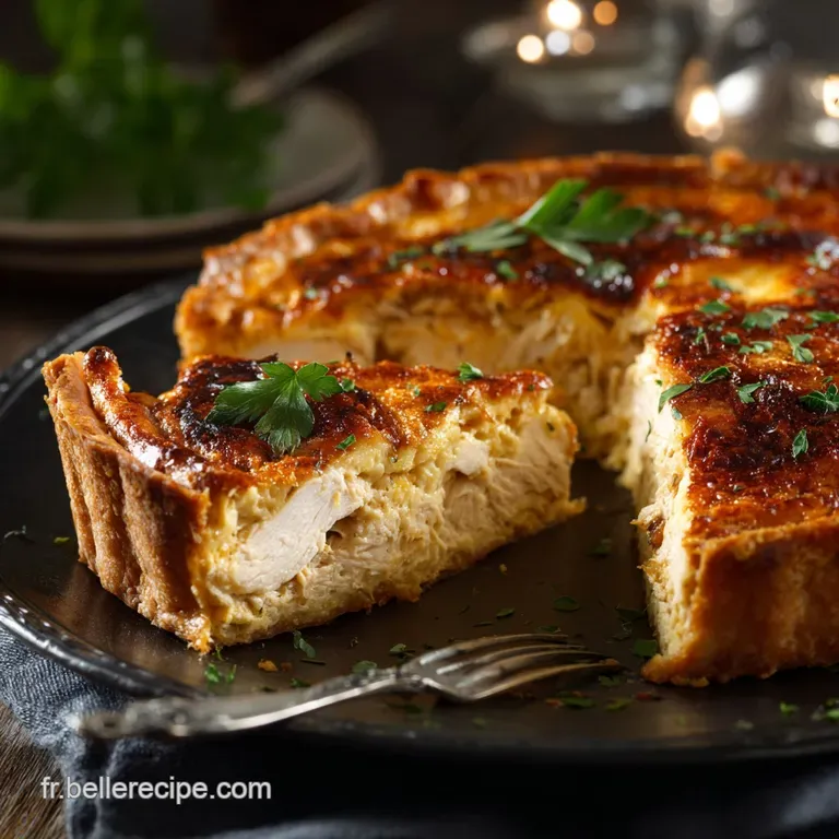 Pain quiche au poulet et moutarde : La tarte sal&eacute;e fran&ccedil;aise gourmande