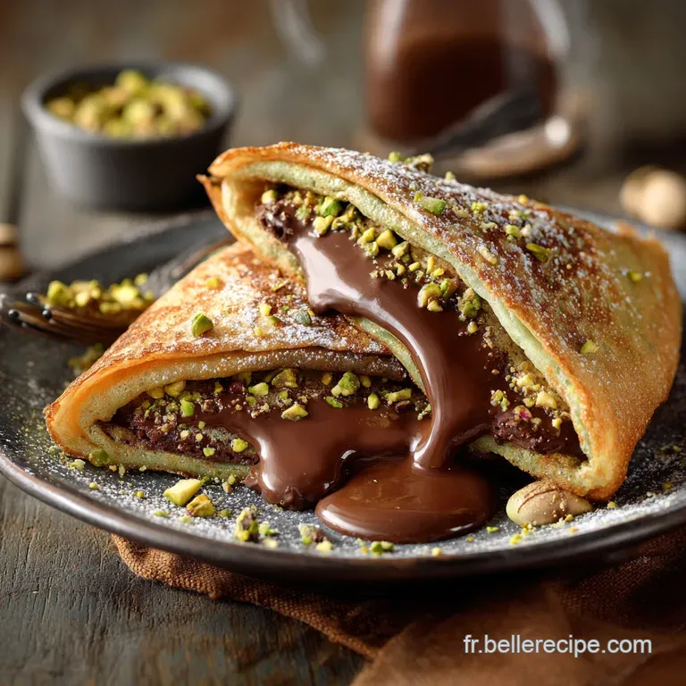 Pancake chocolat pistache Moelleux Chocolat Noir C&oelig;ur de Cr&egrave;me de Pistache