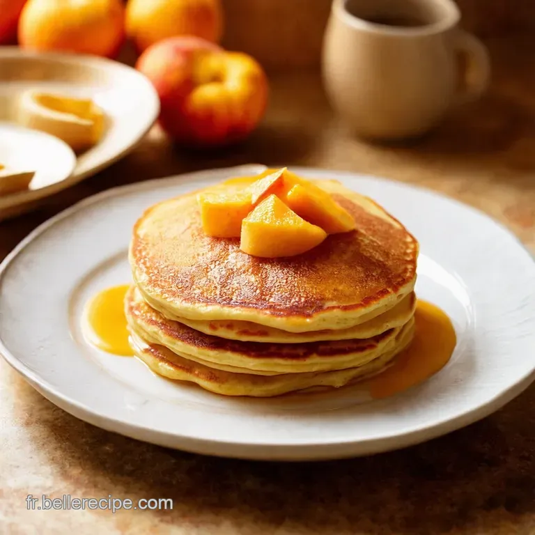 Pancakes Aux P&ecirc;ches Poch&eacute;es &Agrave; La Verveine presentation