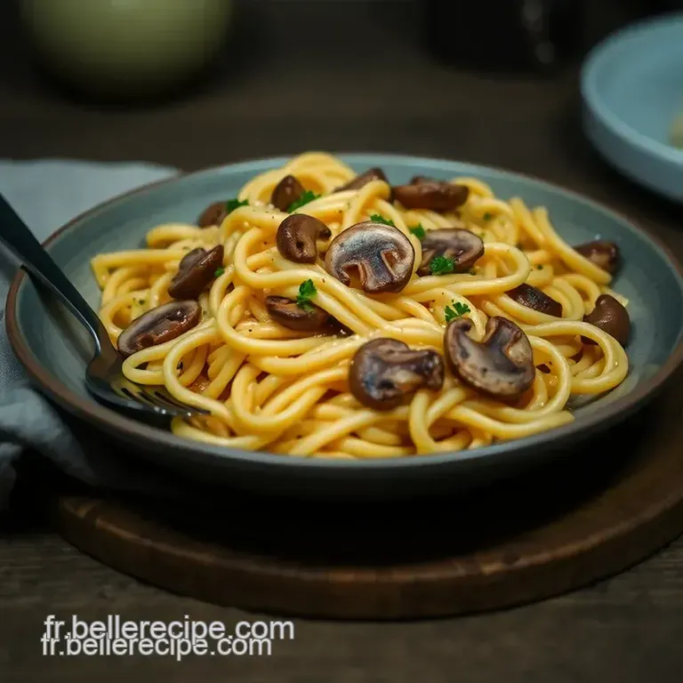 P&acirc;tes Cr&eacute;meuses Aux Champignons Et Parmesan presentation