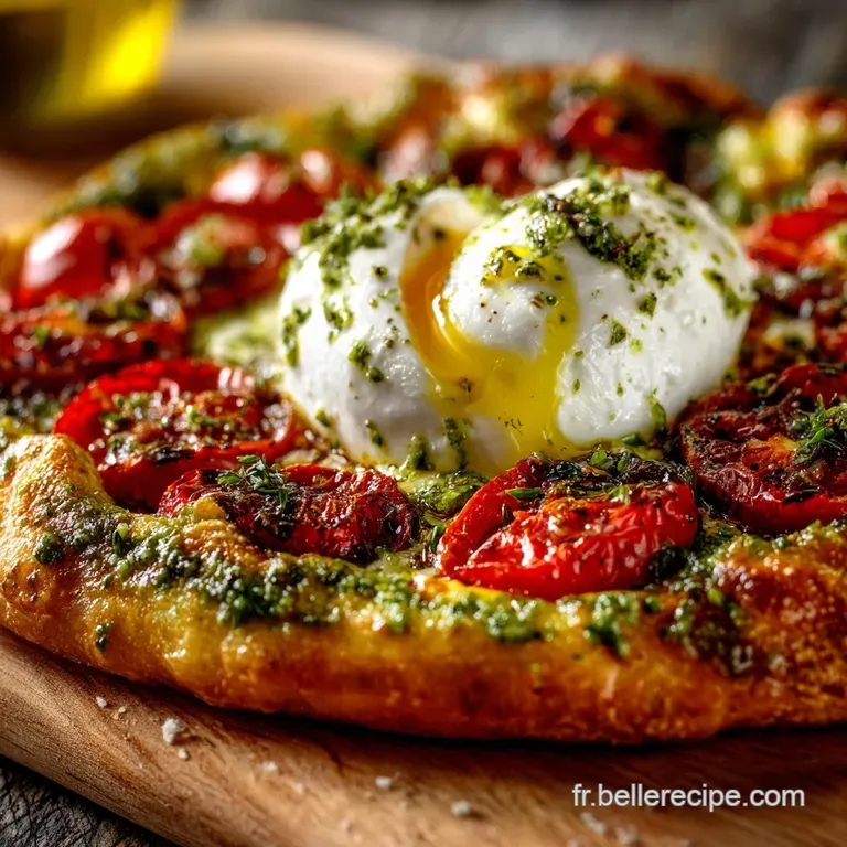 Pizza au pesto et tomate La recette Burrata tomates r&ocirc;ties et basilic frais
