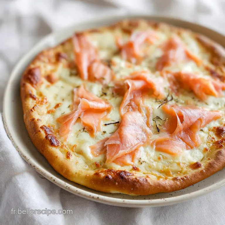 Pizza au Saumon Fum&eacute; Cr&egrave;me Fra&icirc;che et Mozzarella
