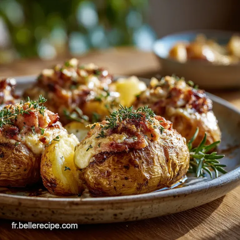 Le Classique R&eacute;confortant Pommes De Terre Deux Fois Farcies Dinde Ail Et Fines Herbes presentation