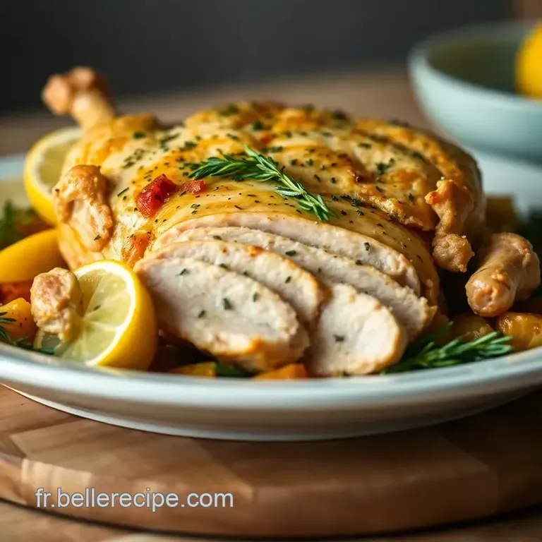 Poulet R&ocirc;ti Rapide Au Citron Et Herbes presentation
