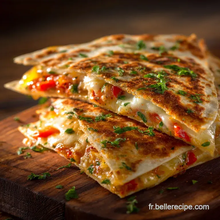 Les Quesadillas Chics Comt&eacute; Aop L&eacute;gumes Confits Et Paprika Fum&eacute; presentation