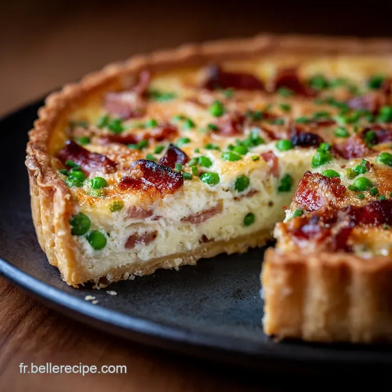 Quiche au bacon &oelig;ufs et petits pois Le classique printanier ultracr&eacute;meux