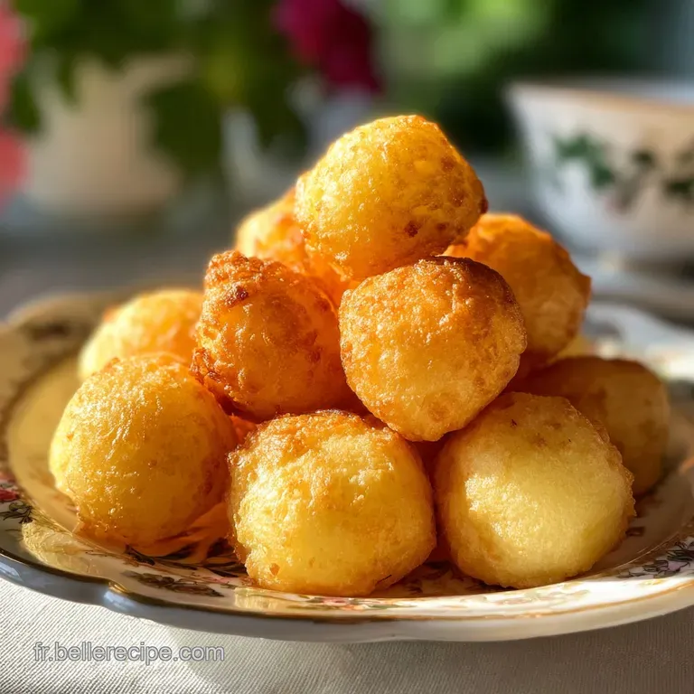Elegant plate of airy pommes dauphines, golden and lightly speckled, perched atop a creamy dipping sauce and fresh herb ga...
