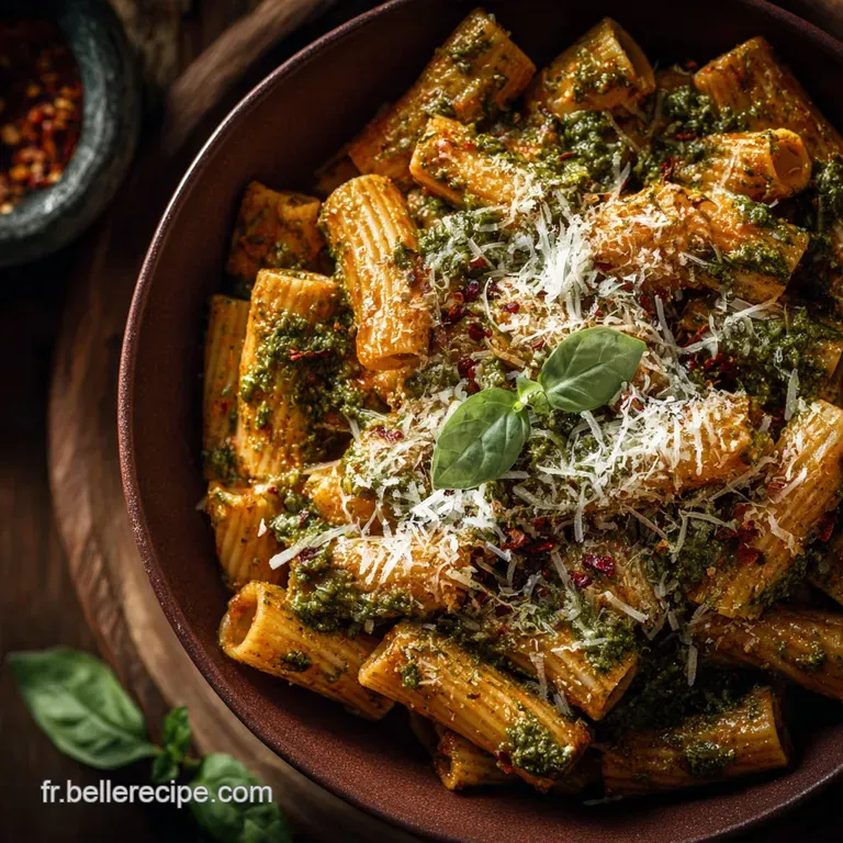 Rigatoni au pesto rosso cr&eacute;meux la recette facile et onctueuse en 25 min