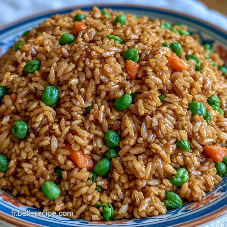 Riz aux reflets ambr&eacute;s dispos&eacute; en d&ocirc;me, d&eacute;cor&eacute; de fines rondelles d'oignons verts sur une assiette en porcelaine.