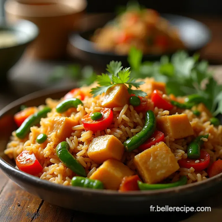 Le Wok Express Du Dimanche Riz Saut&eacute; Aux L&eacute;gumes Croquants Et Tofu Croustillant presentation