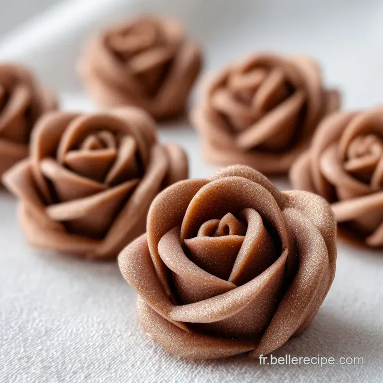 Delicate chocolate sable cookies artfully stacked on a white plate, showcasing their flaky texture and rich, deep color.
