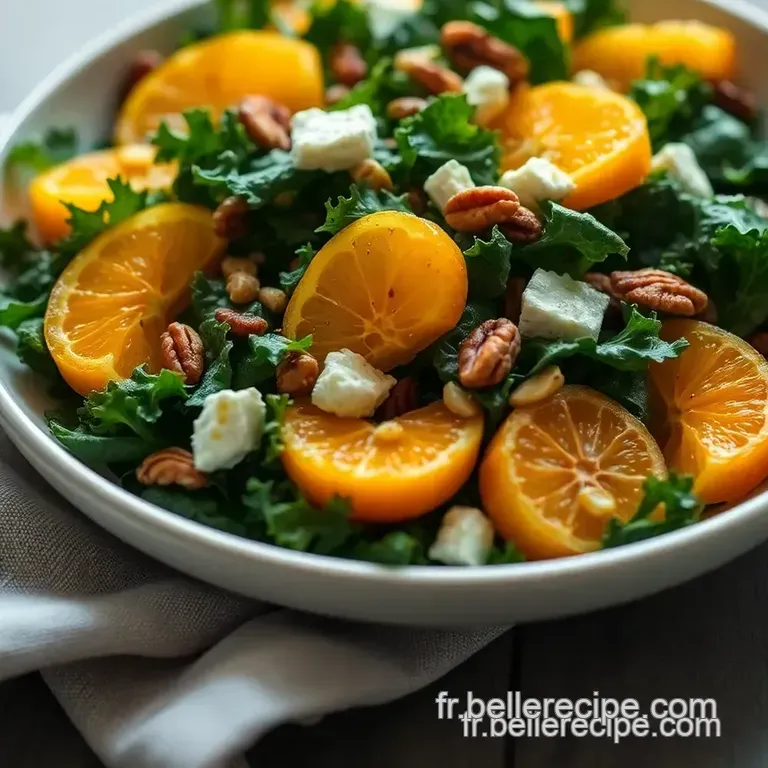 Salade De Chou Kale Aux Agrumes Et Noix Grill&eacute;es presentation