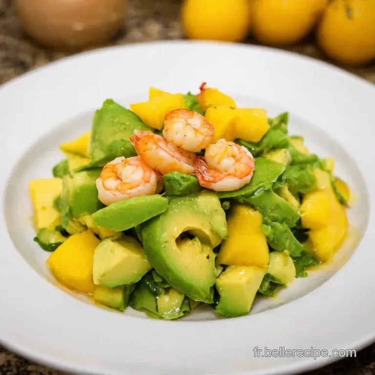 Salade Exotique Avocat Mangue Crevettes presentation