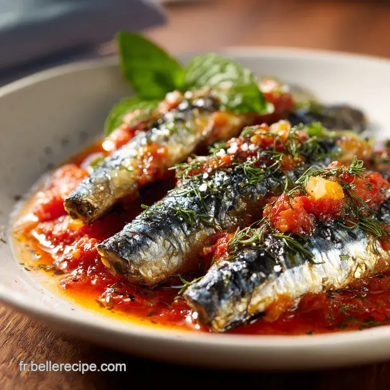 Sardines R&ocirc;ties &Agrave; La Proven&ccedil;ale Sur Lit De Tomates Fra&icirc;ches presentation