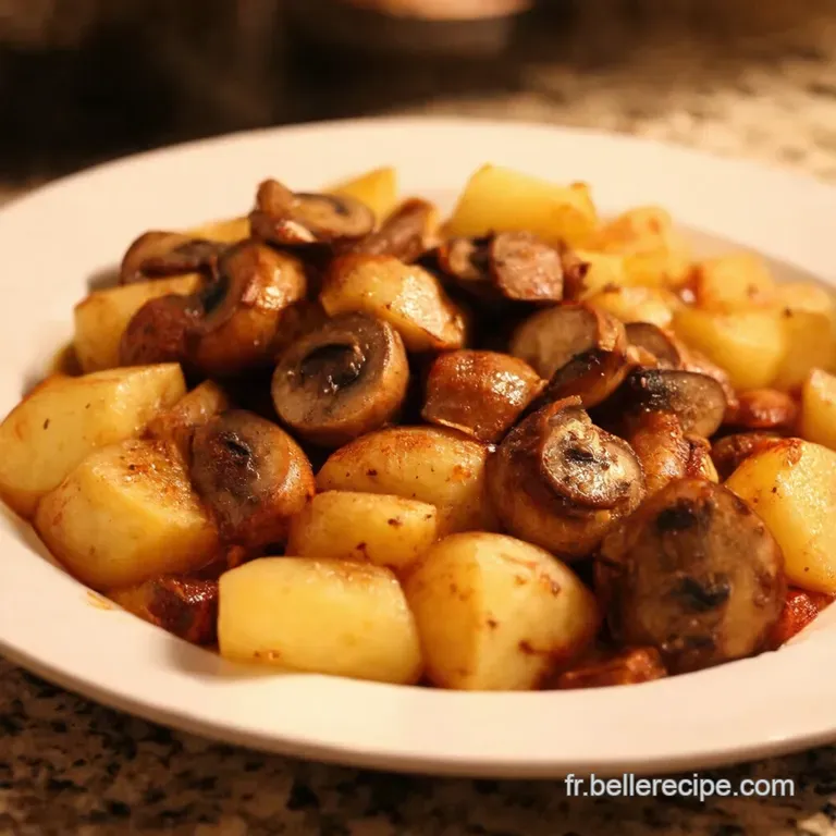 Saucisses Champignons Et Pommes &Agrave; La Campagnarde presentation