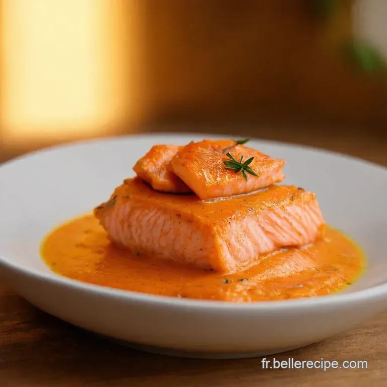 Saumon Po&ecirc;l&eacute; Sauce Au Beurre Citronn&eacute;e presentation