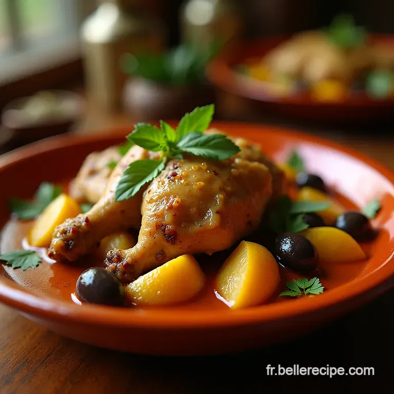 Tajine De Poulet Aux Olives Citron Confits Et Coriandre Le Secret De Maman F&egrave;s presentation